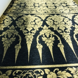 วอลเปเปอร์ลายไทย ดอกพุดตาน ดำ-ทอง 47-102-10