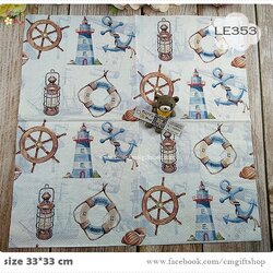 กระดาษแนปกิ้นยุโรป, ลายพังงาเรือ, ลายสมอเรือ, ลายห่วงยางชูชีพ, ลายตะเกียงโบราณ, ลายประภาคาร, ลายหอย, ลายเรือ, ลายเกี่ยวกับทหารเรือ, ลายการเดินเรือ, ลายทหารเรือ, ลายแนวทะเล, พื้นหลังสีขาว, ลาย Welcome Aboard