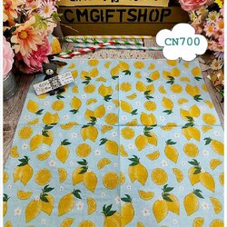 กระดาษแนปกิ้น, ขายลดราคาตำหนิเล็กน้อย, ลายมะนาวเล็กๆ, ลายดอกไม้เล็กๆ, ลายดอกไม้สีขาว, ลายดอกไม้, ลายเลม่อน, ลายมะนาว, ลายผัก, ลายผลไม้, ลายเล็กๆ, พื้นหลังสีฟ้าอ่อน