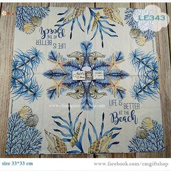 กระดาษแนปกิ้นยุโรป, ลายปะการังสีน้ำเงิน, ลายปลาดาว, ลายหอย, ลายใต้ทะเล, ลายสัตว์ทะเล, ลายทะเล, ลายแนวทะเล, พื้นหลังสีขาว, ลายโทนสีฟ้าขาว, ลายโทนสีน้ำเงินขาว