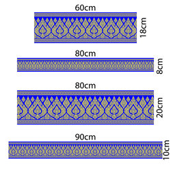 สติ๊กเกอร์บอร์ดเดอร์ลายไทย (BDR-003BL) ตกแต่งกระจก ผนัง ติด ตกแต่งขอบ บน-ล่าง เสริมความสวยงามและลงตัวให้ลายหลัก สีทอง-พื้นน้ำเงิน ST-LTH-BDT-003BL