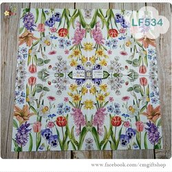 กระดาษแนปกิ้นยุโรป ,ลายทุ่งดอกไม้, ลายFlower Meadow, ลายดอกไม้หลายแบบ, ลายดอกไม้หลายสี, ลายดอกไม้หลายชนิด, ลายดอกไม้, ลายดอกไม้สวยๆ, พื้นหลังสีขาว