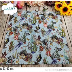 กระดาษแนปกิ้นยุโรป, ลายสัตว์ทะเล, ลายปะการังหลายสี, ลายม้าน้ำ, ลายปลาทะเล, ลายปลา, ลายใต้ทะเล, ลายสัตว์ทะเล, ลายแมงกะพรุน, ลายปะการัง, ลายแนวทะเล, ลายทหารเรือ, พื้นหลังสีฟ้าอ่อน, ลายATOLL light blue