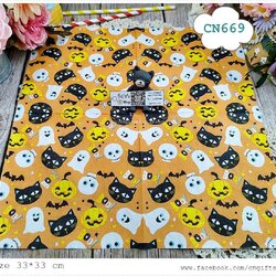 กระดาษแนปกิ้น, ลายแมวฮาโลวีน, ลายแมวดำ, ลายผี, ลายการ์ตูน, ลายการ์ตูนฮาโลวีน, ลายเด็กๆ, ลายเล็กๆ, ลายฟักทอง, ลายค้างคาว, ลายฮาโลวีน, พื้นหลังสีส้ม