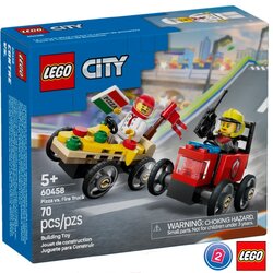 เลโก้ LEGO City 60458 Pizza vs. Fire Truck Race Car Pack