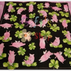 กระดาษแนปกิ้น ลายหมูเทวดาพื้นหลังดำ