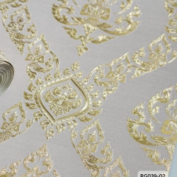 วอลเปเปอร์ลายไทย เทพพนม สีทอง-พื้นเทา RG039-02