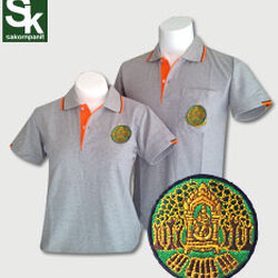 เสื้อโปโล สีเทา ขลิบส้ม ตรากรมป่าไม้*