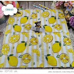 กระดาษแนปกิ้น, ลายเลม่อน, ลายมะนาว, พื้นหลังลายทางสีเหลืองขาว