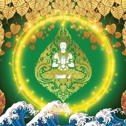 สติ๊กเกอร์ติด ตกแต่งผนัง กระจก ภาพเทวดา-พญานาค สีเขียว ST-NAK-002GN