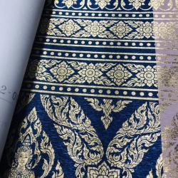 วอลเปเปอร์ลายไทย เทพพนม (ขอบบนล่าง) น้ำเงิน-ทอง 47-122-4