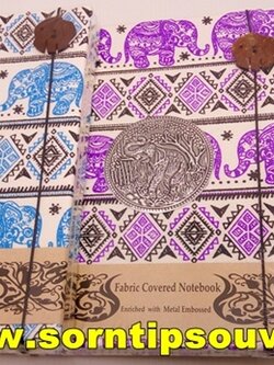 สมุดโน๊ตช้างโลหะขนาดใหญ่ผ้าแคนวาส