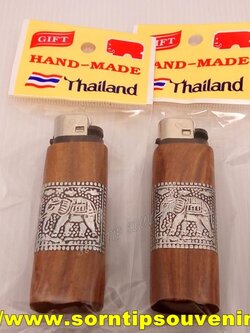 ไฟแช็คปลอกไม้ลายช้างของที่ระลึกไทย