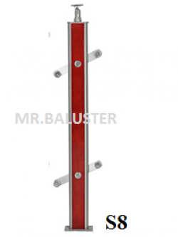 เสาบันไดสแตนเลส ประกอบไม้ลามิเนต รหัส S8