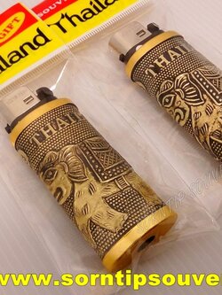 ไฟแช็คปลอกโลหะลายช้างTHAILAND ของที่ระลึกไทย