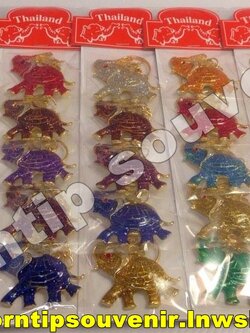 พวงกุญแจช้างหลังเต่าโลหะ