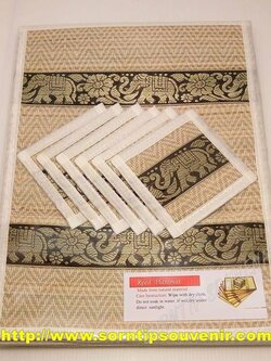 เซ็ตที่รองจาน ที่รองแก้วเสื่อกกสีขาว 6 ที่