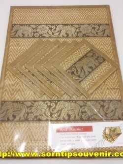 เซ็ตที่รองจาน ที่รองแก้วเสื่อกกสีโอวัลติน 6 ที่