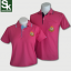 เสื้อโปโล สีชมพูบานเย็นขลิบฟ้า ปักตรากระทรวงทรัพย์**