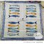 กระดาษแนปกิ้นยุโรป, ลาย Bord de Mer, ลายปลา,ลายปลาทะเล, ลายปลาโทนสีฟ้า, ลายปลาหลายสี, ลายสัตว์ทะเล, ลายทะเล, ลายปลาสีฟ้า, ลายปลาสีส้ม, ขอบสีน้ำเงิน, พื้นหลังสีขาว