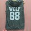 เสื้อฮู้ดผ้าคอตตอนแขนกุดสีเทา สกรีนหมาป่า wolf88