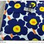 กระดาษแนปกิ้นยุโรป, ลายดอกไม้สีน้ำเงินเข้มเกสรสีเหลืองส้ม, ลายดอกไม้สีน้ำเงินเข้ม, ลาย UNIKKO dark blue, ลายของ marimekko, marimekko, พื้นหลังสีขาว, ลายดอกไม้ใหญ่ๆ
