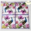 กระดาษแนปกิ้น ลายนกยูง กับดอกไม้สีชมพู ม่วง พื้นหลังลายกระดาษข้อความ