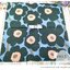 กระดาษแนปกิ้นยุโรป, ลายดอกไม้ , ลาย UNIKKO green blue โทนสีเขียว, ลายของ marimekko ดอกไม้สีเขียว, พื้นหลังสีฟ้า