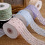 พร้อมส่ง ริบบิ้นสไตล์เกาหลี ผ้า Ruffle แต่งจุดกากเพชรสีทอง ขนาด 5 ซม.