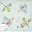 กระดาษแนปกิ้น ลายนกสีฟ้า สีเขียว เกาะกิ่งไม้มีดอกไม้สีชมพู ดอกซากุระสีชมพูอ่อน ดอกไม้สีขาว พื้นหลังสีแอปปริคอต สีโอลด์โรส Parakeets apricot