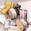 พร้อมส่ง ริบบิ้นผ้า พิมพ์ลายดอกไม้ เย็บขอบดำ สวยมาก ขนาด 5 ซม.