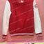 เสื้อกันหนาว เบสบอล สีแดง แขนขาว ลายตามสั่ง อกปัก LA หลังปักรูปนักเบสบอล