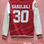 เสื้อกันหนาว เบสบอล สีแดง แขนขาว ลายตามสั่ง เสื้อรุ่น โรงเรียน M3/7SAKOLRAJ 30