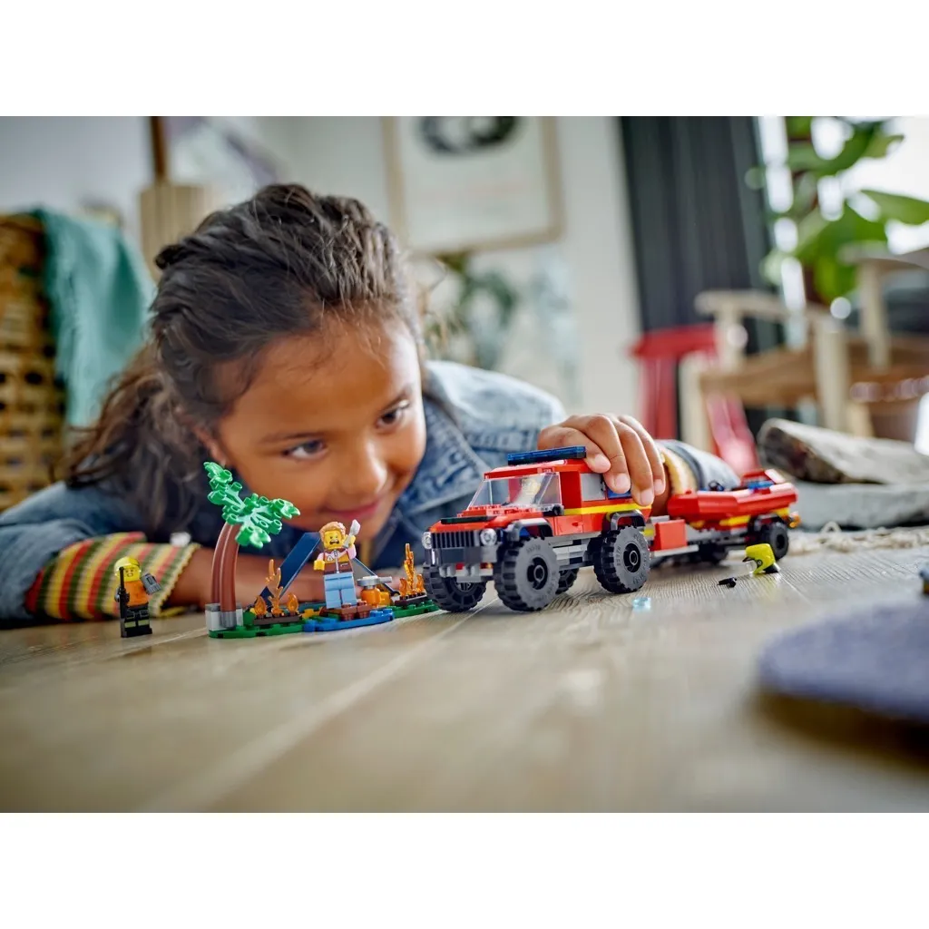 เลโก้ LEGO City 60412 4x4 Fire Truck with Rescue Boat