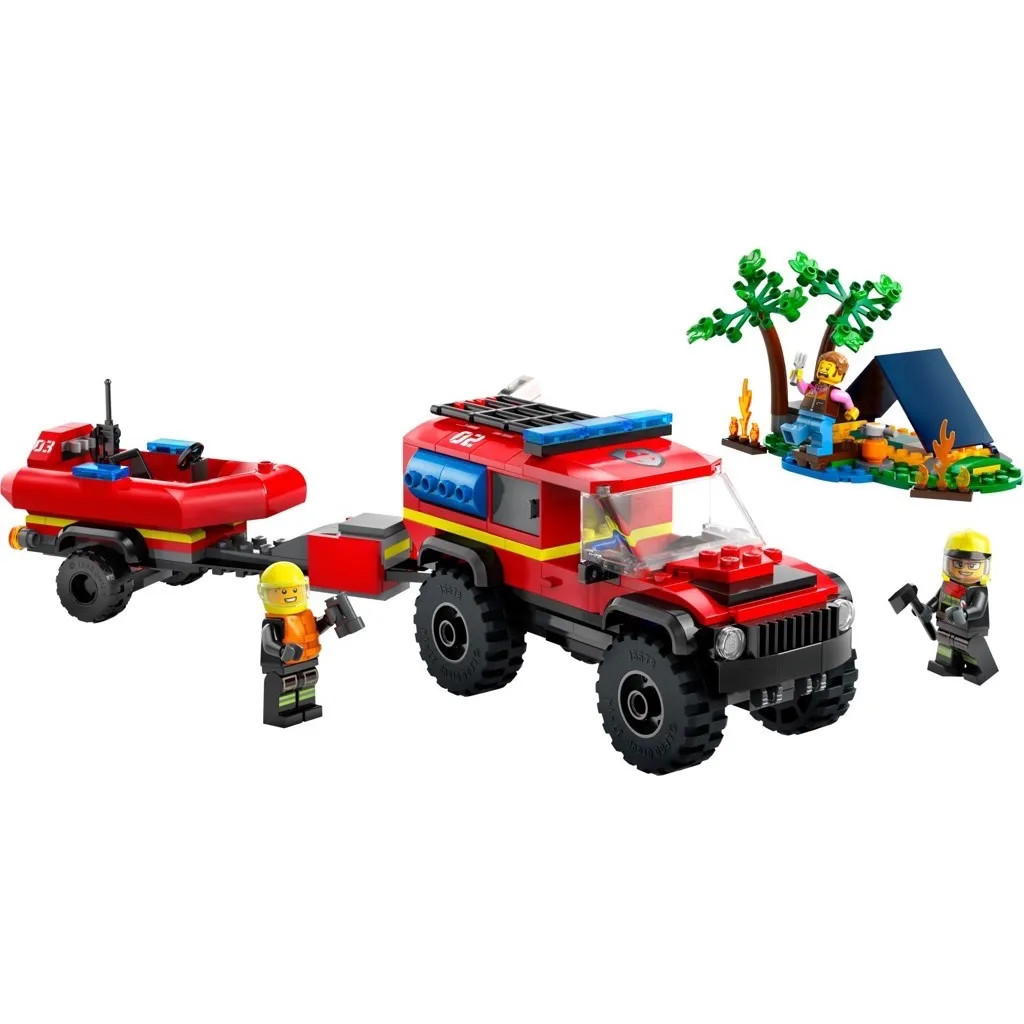 เลโก้ LEGO City 60412 4x4 Fire Truck with Rescue Boat